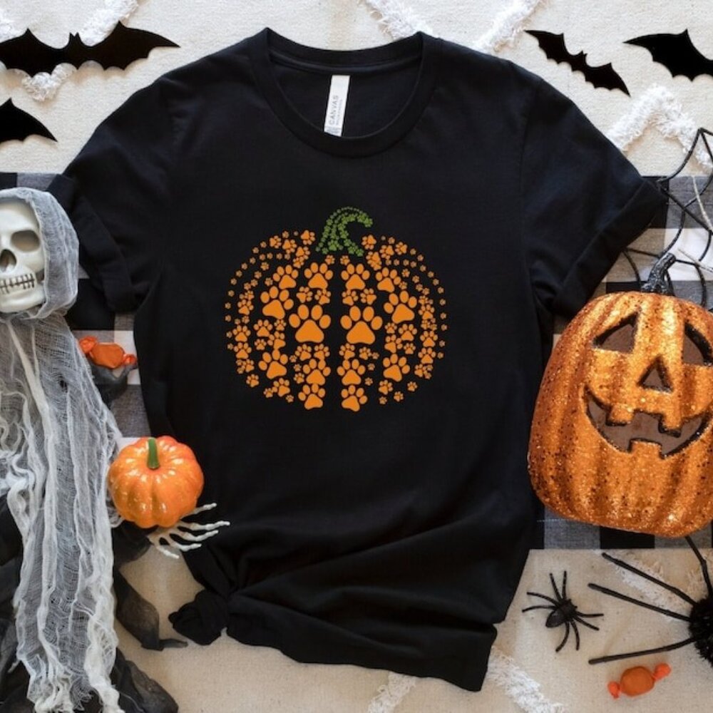 Paw Pumpkin Shirt, Pumpkin Dog shirt